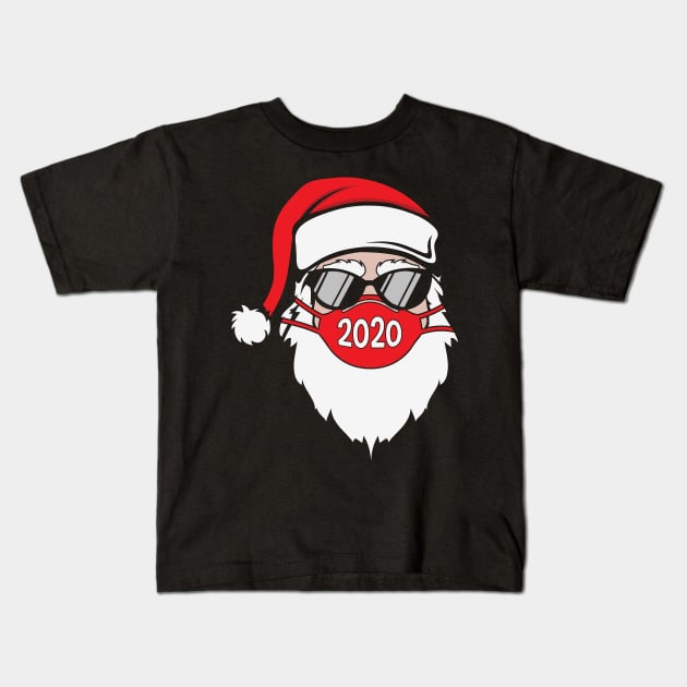 Santa Wearing Face Mask and Glasses Funny Quarantined Christmas Gift Kids T-Shirt by BadDesignCo